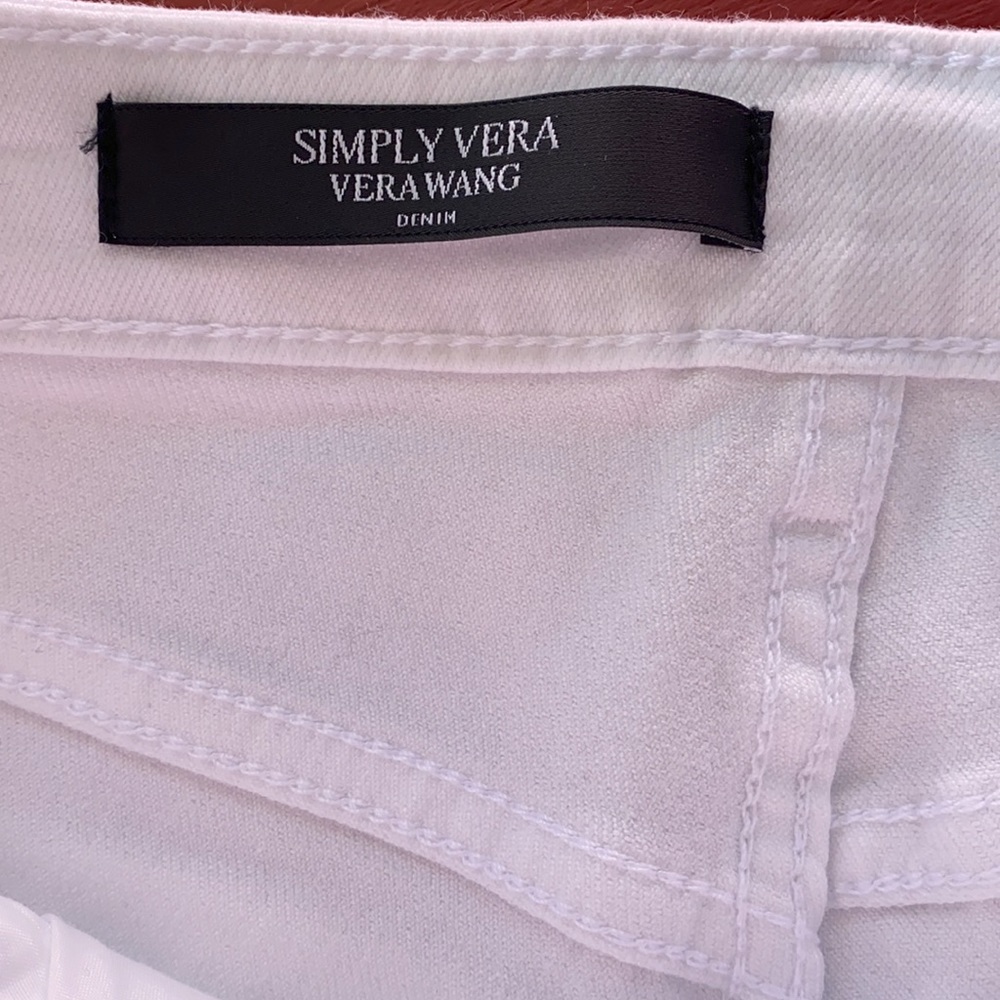 NWT Simply Vera Wang white denim jeans Capri mid rise 0P - Picture 5 of 7